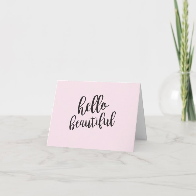 Hello Beautiful Script Text Thank You Card (Front)