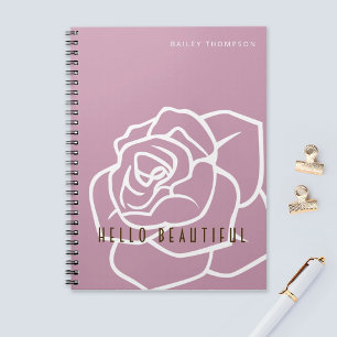 Hello Beautiful - Simple Modern Pink Rose Flower Notebook