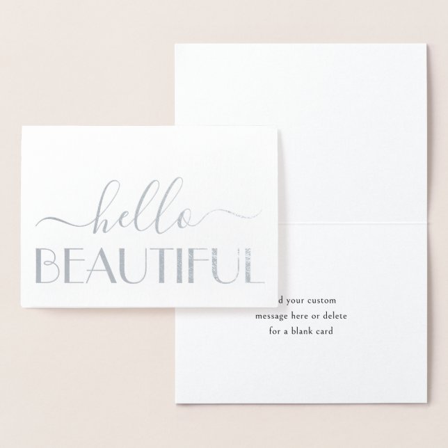 Hello Beautiful Simple Modern Script Folded Note Foil Card (Display)