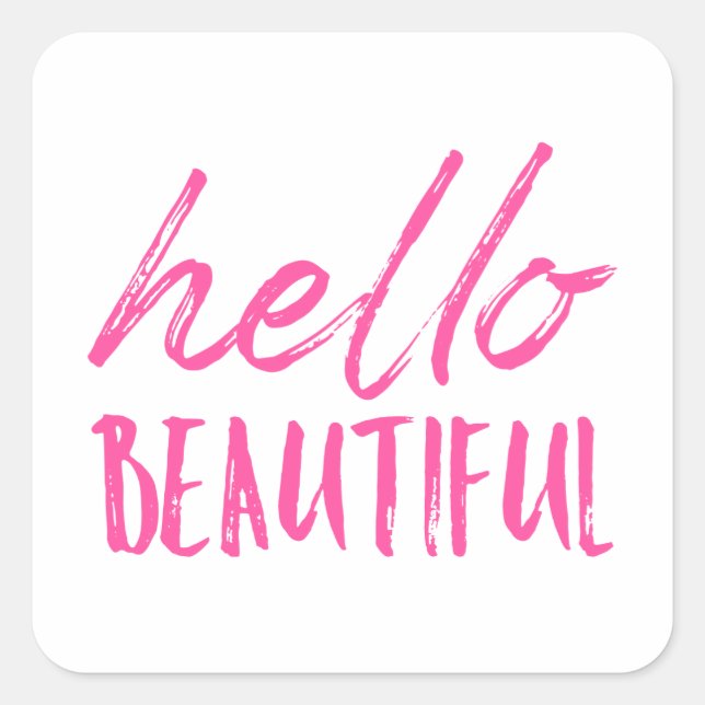 Hello Beautiful Square Sticker (Front)