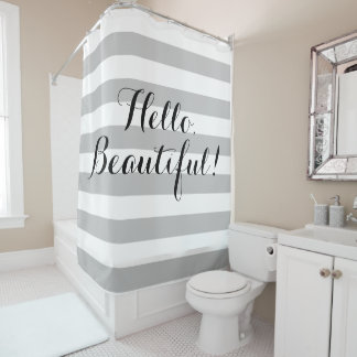 Hello, Beautiful Striped Shower Curtain