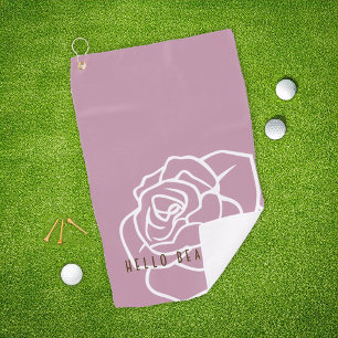 Hello Beautiful - Stylish Modern Pink Rose Golf Towel