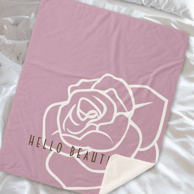 Hello Beautiful - Stylish Modern Pink Rose Sherpa Blanket (Creator Uploaded)