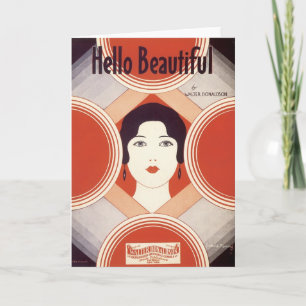Hello Beautiful Vintage Songbook Cover Card