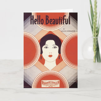 Hello Beautiful Vintage Songbook Cover Card