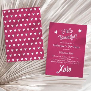 Hello Beautiful! Vivid Berry Pink XOXO Party Invitation
