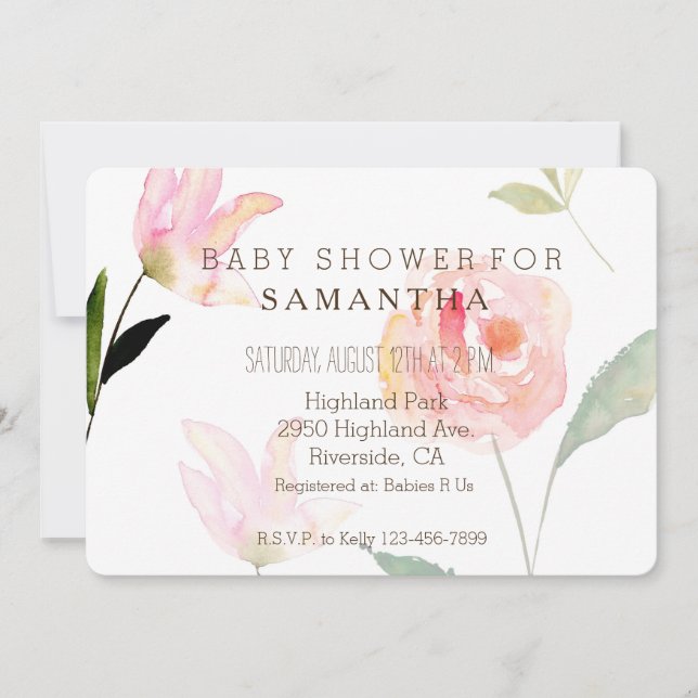 Hello Beautiful Watercolor Floral baby shower Invitation (Front)