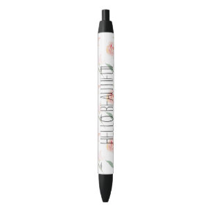 Hello Beautiful Watercolor Floral Black Ink Pen