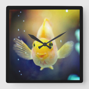 HELLO BIG FISHY SQUARE WALL CLOCK