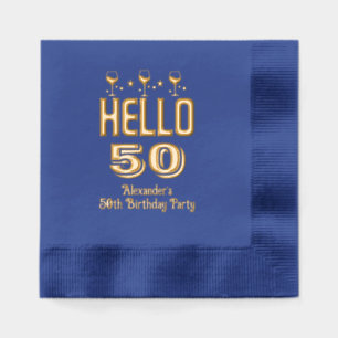 Hello Birthday / Anniversary Any Age Wine Glasses  Foil Napkins