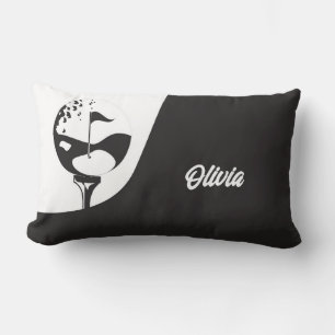 Hello Black and White Golf Theme Lumbar Cushion