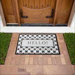 Hello Black and White Vintage Tile Design Doormat<br><div class="desc">Vintage inspired black and white doormat featuring a classic repeating pattern and editable text in timeless serif typography. Whether labeled "hello", “Pantry, ” “Back Door, ” or a phrase of your choice, this design echoes the charm of traditional flooring and adds a crisp, tailored touch to any entry space. Ideal...</div>