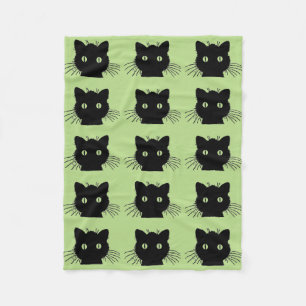 Hello Black Cat Fleece Blanket