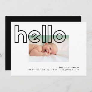hello black on white modern simple minimalistic bb announcement