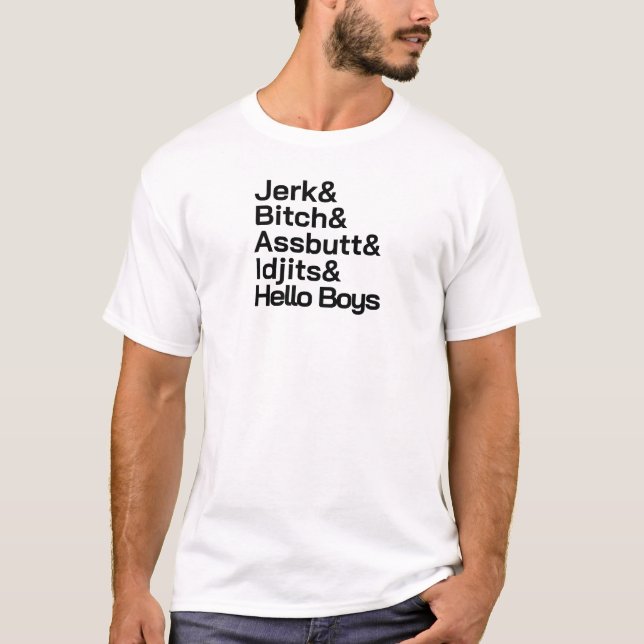 Hello black text on light tee (Front)
