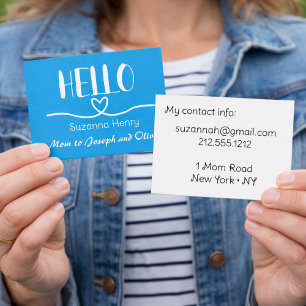 Hello Blue Boy Mum Heart Mummy Calling Card