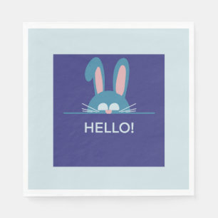 Hello blue Easter Bunny Napkin