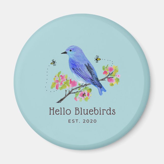 Hello Bluebird Magnet - Blue (Front)