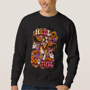 Hello Bootiful Beagle Halloween Funny Groovy Witch Sweatshirt