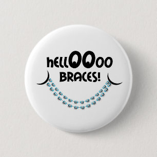 Hello Braces Blue 6 Cm Round Badge