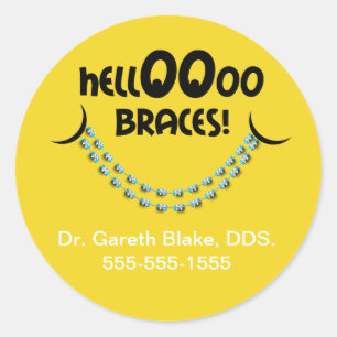 Hello Braces Orthodontist Patient Custom Classic Round Sticker