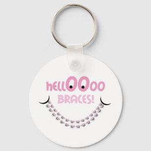 Hello Braces Pink Key Ring