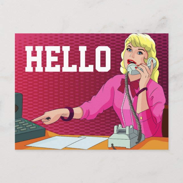 HELLO BUSINESS LADY HELLO POSTCARD (Front)