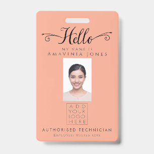 Hello Business Photo ID Identification Plastic Badge