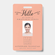 Hello Business Photo ID Identification Plastic