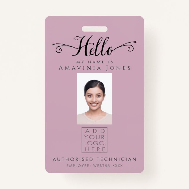 Hello Business Photo ID Identification Plastic ID Badge (Front)