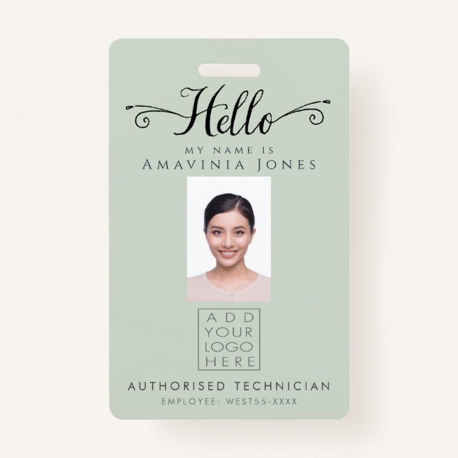Hello Business Photo ID Identification Plastic ID Badge (Front)