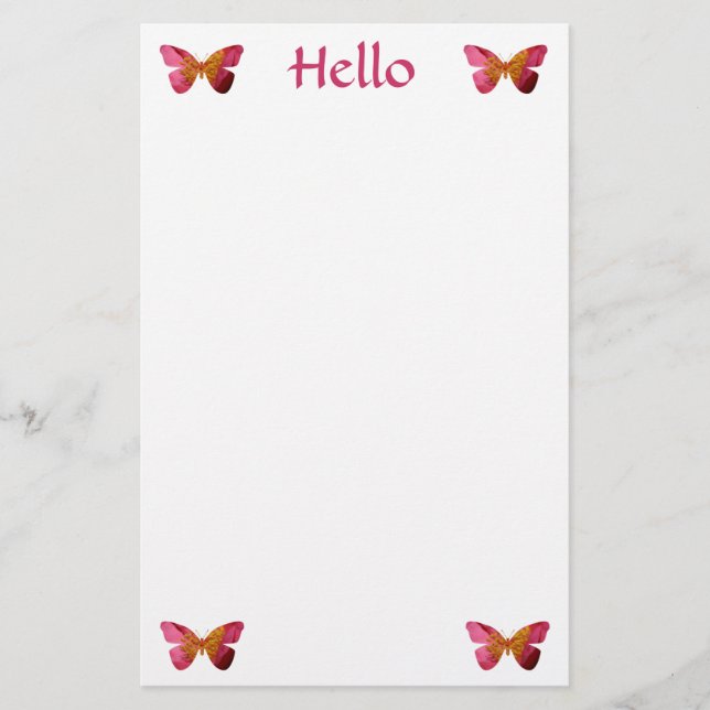 Hello, butterflies stationery (Front)