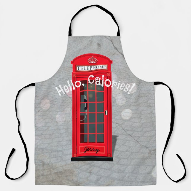 Hello, Calories! Red London Phone Booth Apron (Front)