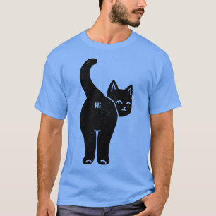 Hello Cat Butt Minimalist Black by Tobe Fonseca T-Shirt