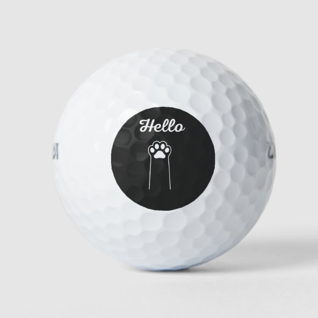 Hello Cat Wave Cute Cartoon Design Golf Balls (Front)