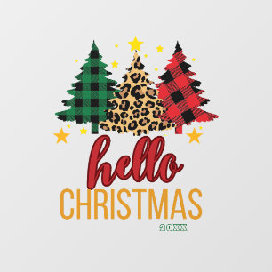 Hello Christmas Plaid Leopard Xmas Trees Custom