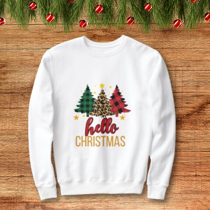 Hello Christmas with plaid trees Sweatshirt