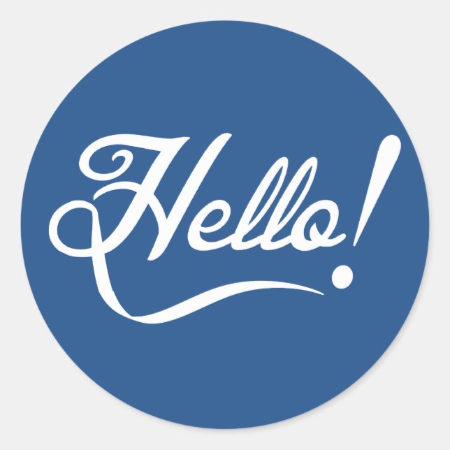 Hello Classic Blue Classic Round Sticker (Front)