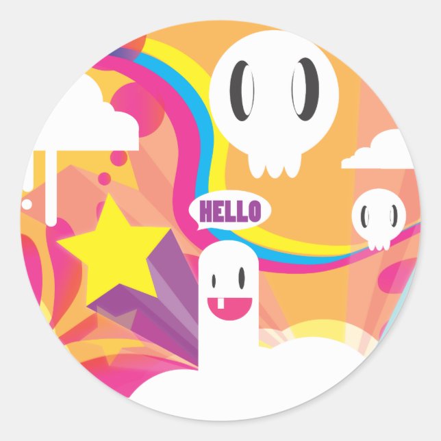 hello! classic round sticker (Front)