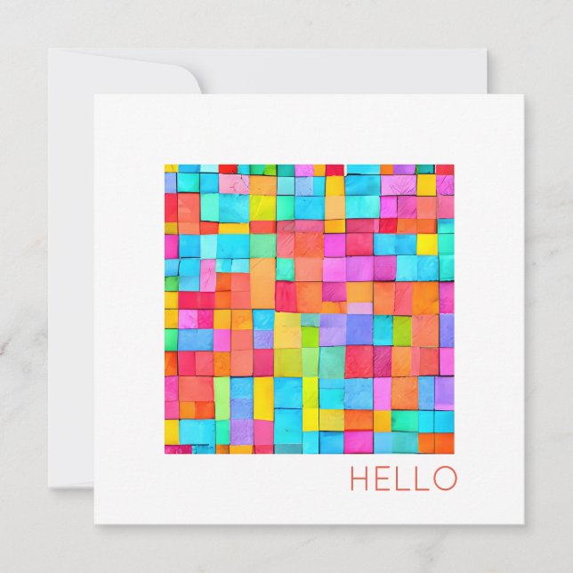 HELLO Colourful Abstract Art Modern Happy Fun (Front)