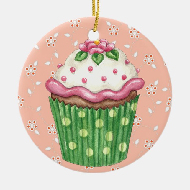 Hello Cupcake ! Ceramic Tree Decoration (Front)