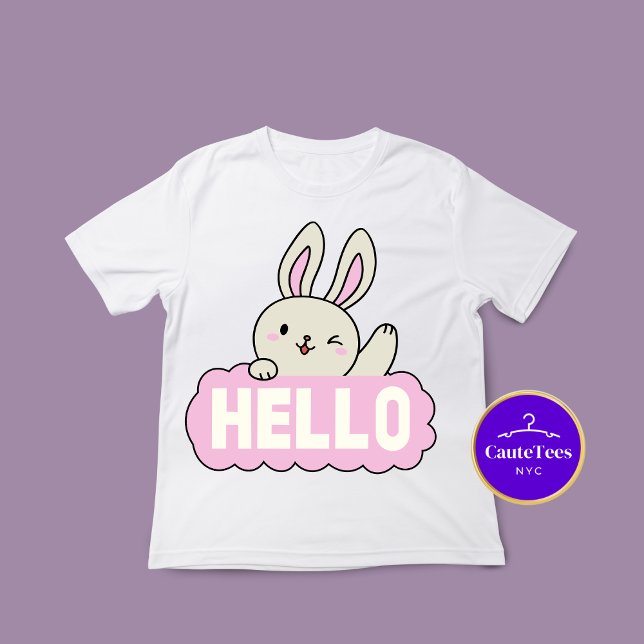 Hello Cute Bunny Graphic T-shirt  (Creator Uploaded)