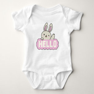 Hello Cute Bunny Rabbit Baby Bodysuit