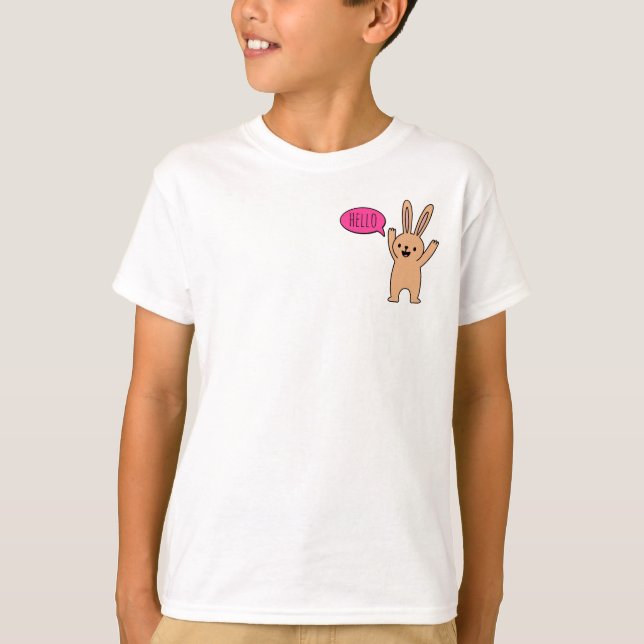 Hello Cute Bunny Rabbit T-Shirt (Front)