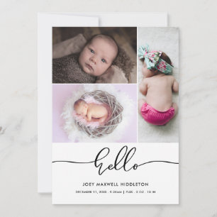 Hello Cute Casual Script Birth Announcement
