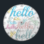 Hello Cute Colourful Hello Gifts Dartboard<br><div class="desc">Modern Hello Cute Colourful Hello Gifts</div>