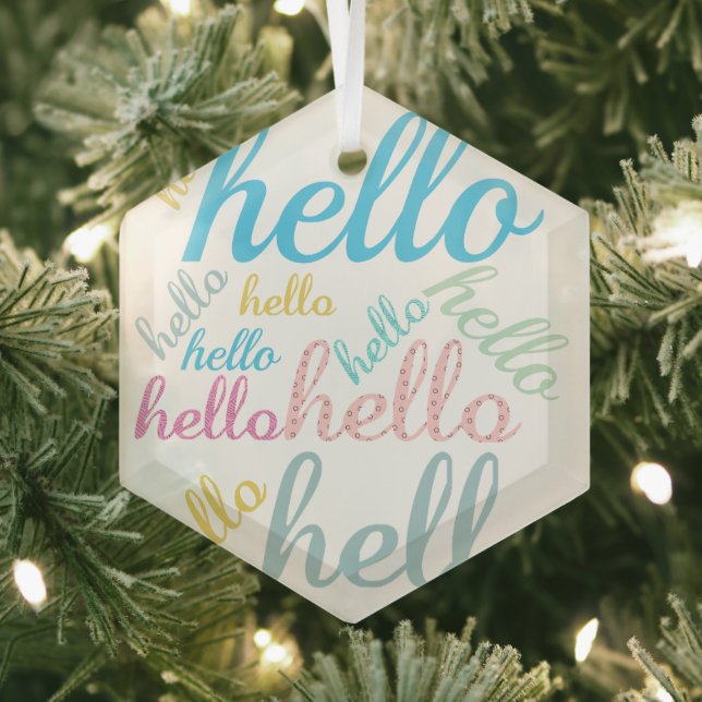 Hello Cute Colourful Hello Gifts Glass Tree Decoration (Insitu)