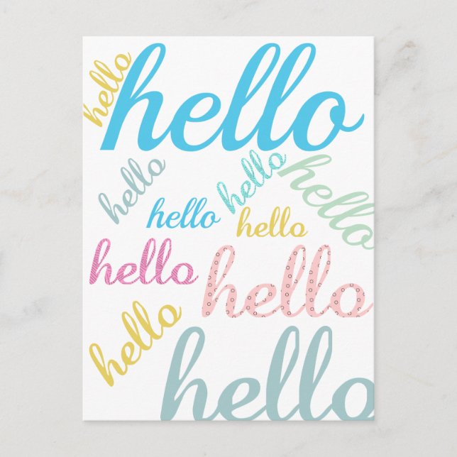 Hello Cute Colourful Hello Gifts Postcard (Front)