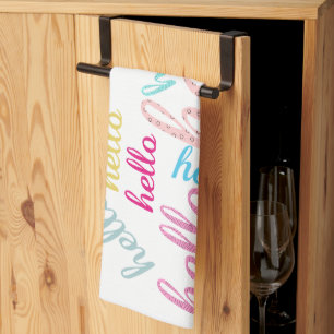 Hello Cute Colourful Hello Gifts Tea Towel