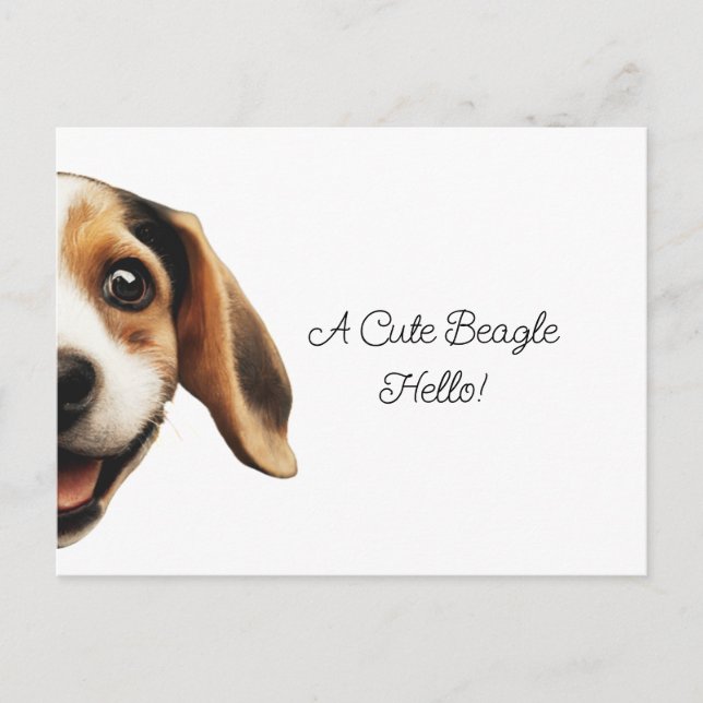 Hello Cute Funny Beagle Dog Modern Trendy Postcard (Front)
